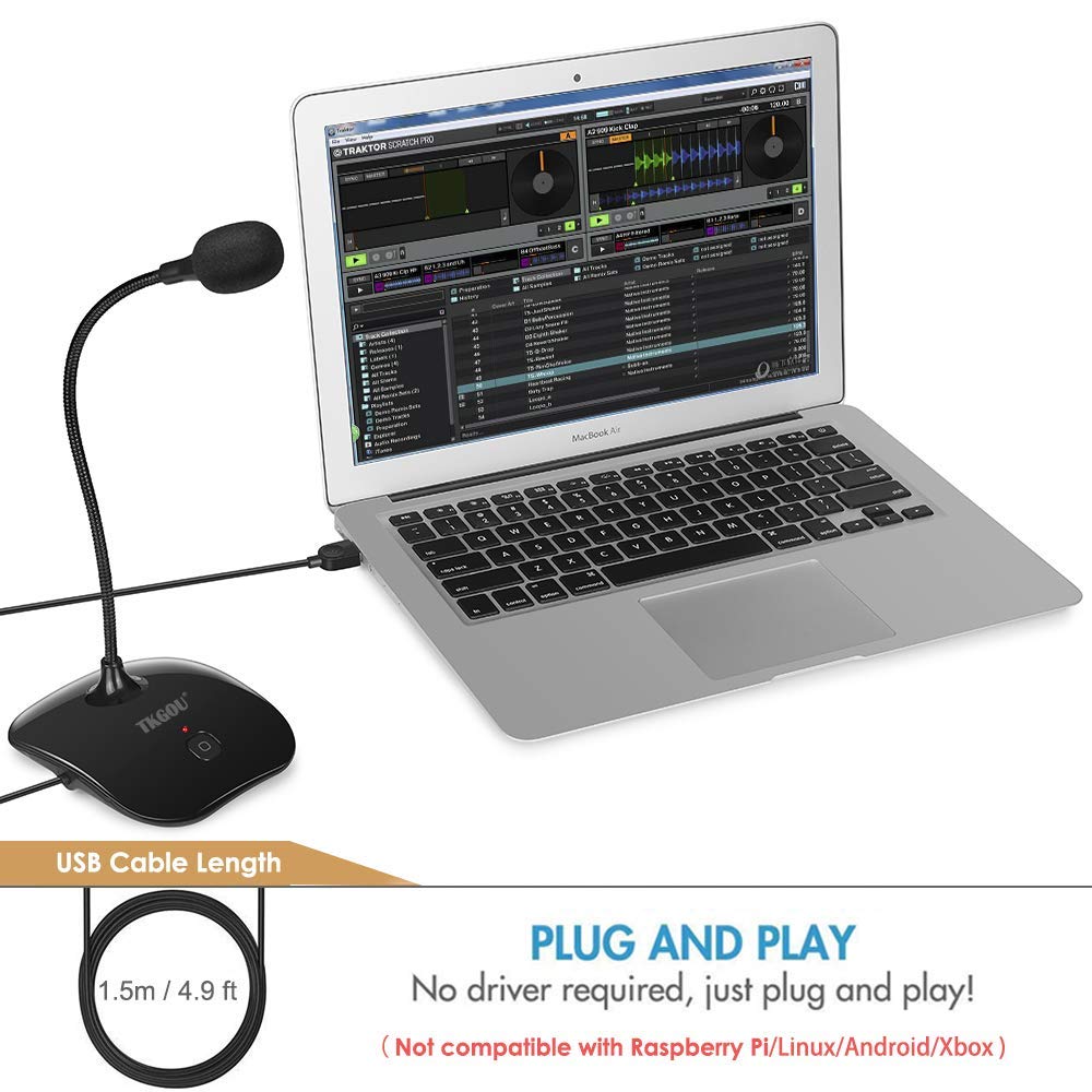 Tkgou Usb Microphone For Pc, Computer Microphone, Pc Microphone With Mute Button & Led Indicator, Laptop Desktop Condenser Mic,